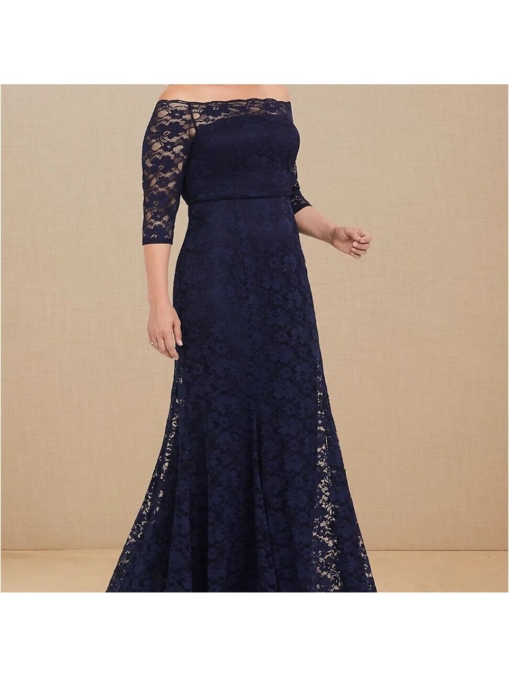 torrid Navy Blue Off-Shoulder Lace Gown